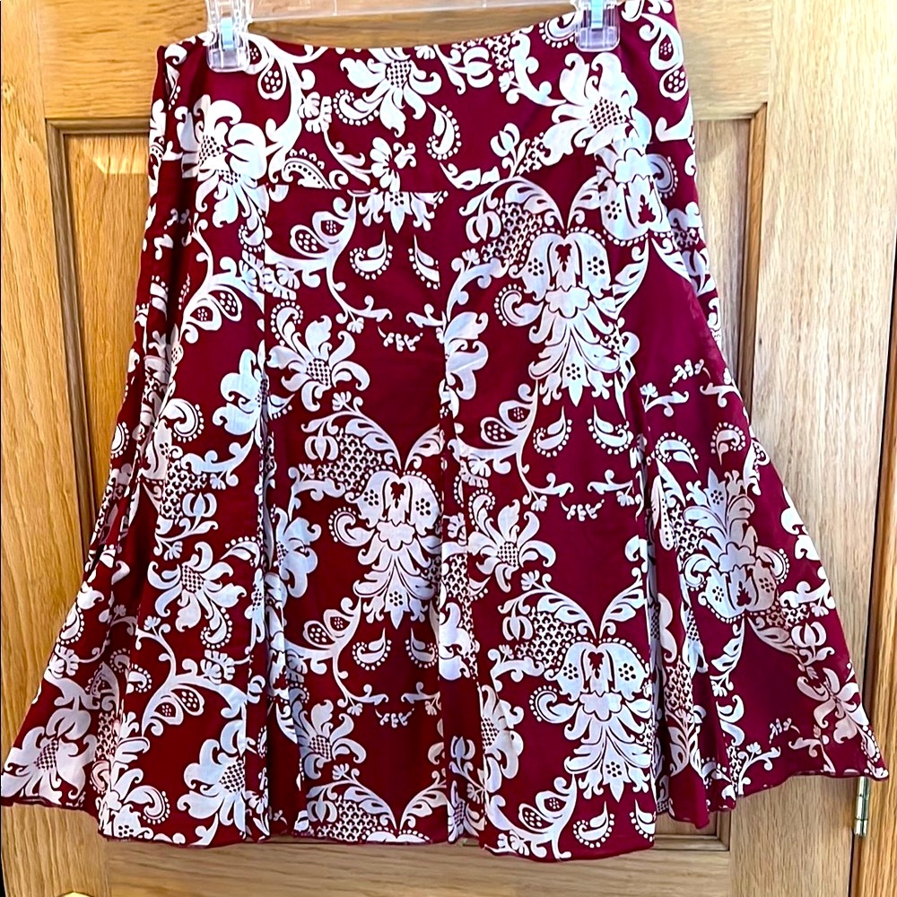 Apt. 9 - Pretty Floral A-Line Skirt - Red & White - Size 10